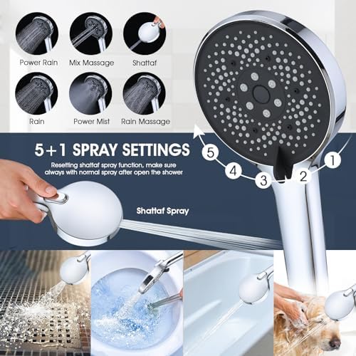 PDPBath 14 Inch Rain Shower Head with 51 Settings Handheld Combo