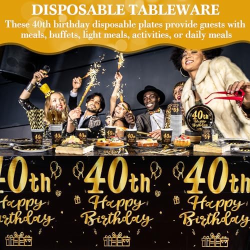 452 Pcs 40th Birthday Decorations Set Black Gold