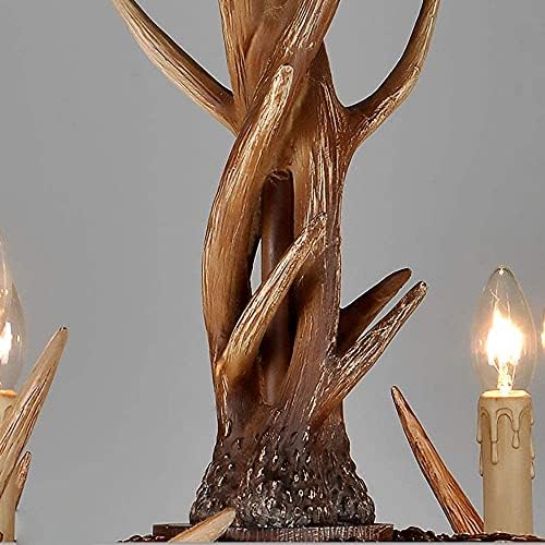 Rustic Farmhouse Candle Chandelier with Resin Antlers