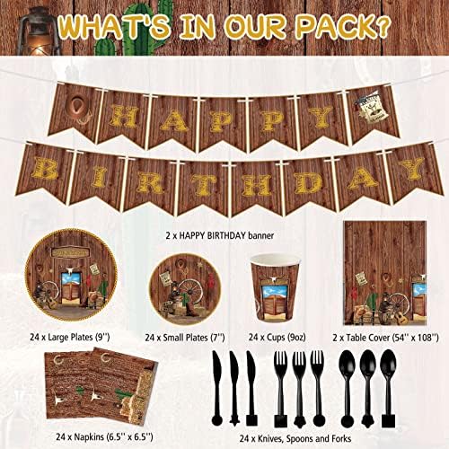 172 Pcs Western Party Supplies Serves 24