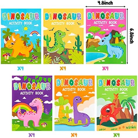 JAPBOR 24 Piece Dinosaur Coloring Book Set for Kids Party Favors