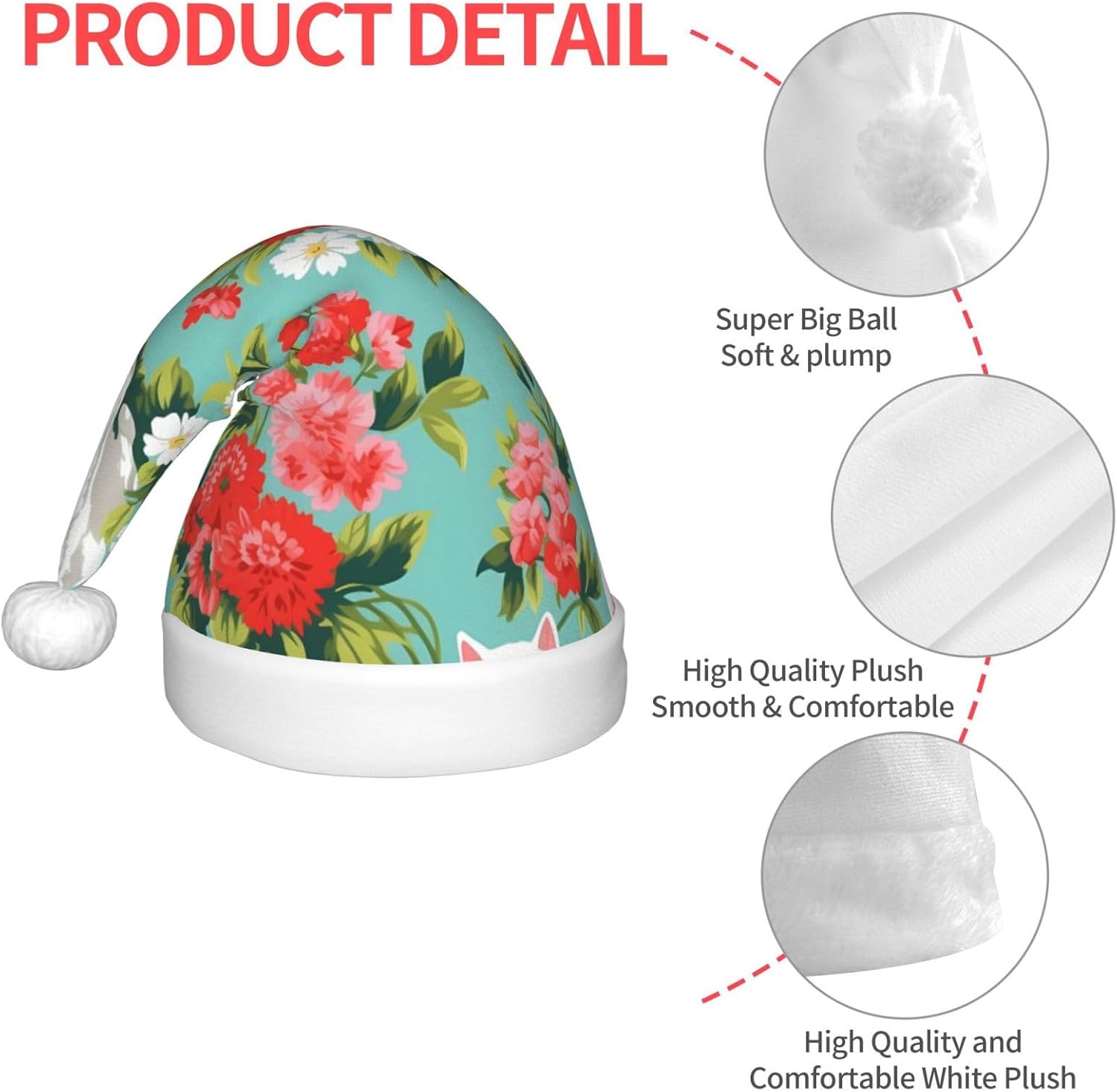 Vintage Cats and Flowers Santa Hat for Kids