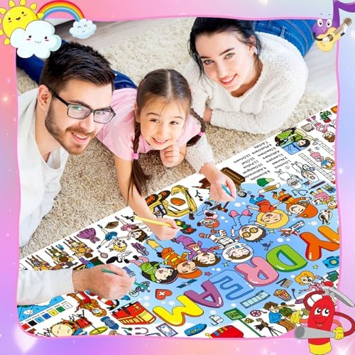 PADTIC Giant Coloring Poster 35x72 Inches Dream Themed Tablecloth Kids Art Craft