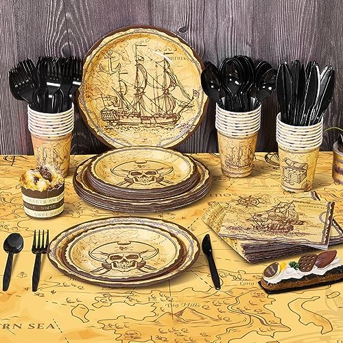 Durony 169-Piece Pirate Tableware Set for Birthday Parties