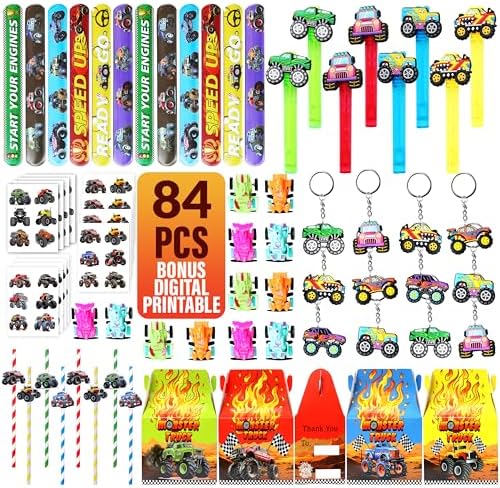 Monster Truck Party Favor 84 PCS Multi-Item Pack