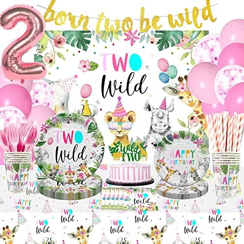 Two Wild Birthday Decorations Dinnerware for Girl