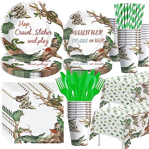 Reptile Birthday Party Plates Set for 24 Guests