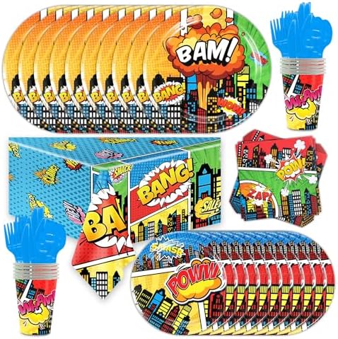 81Pcs Superhero Theme Party Tableware Set for 10