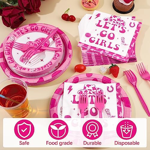 Durony 96 Piece Cowgirl Party Tableware Set