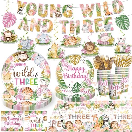 138 Piece Young Wild and Free Party Decorations Plate Set