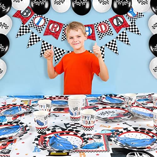 Wernnsai Race Car Party Plates Napkins Set 48PCS