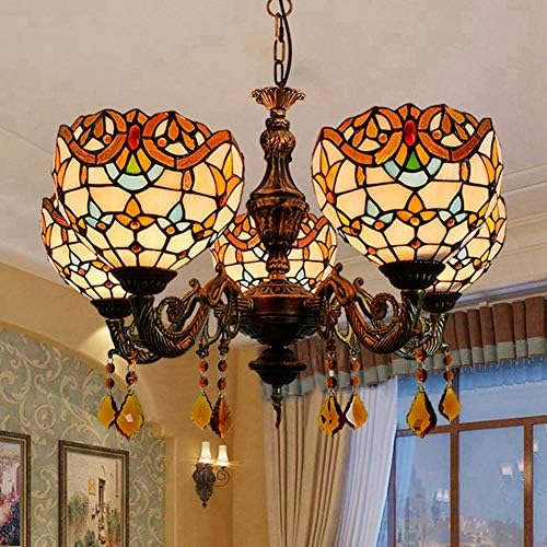 24 Inch 5 Head Crystal Chandelier for Dining Room Bar Cafe