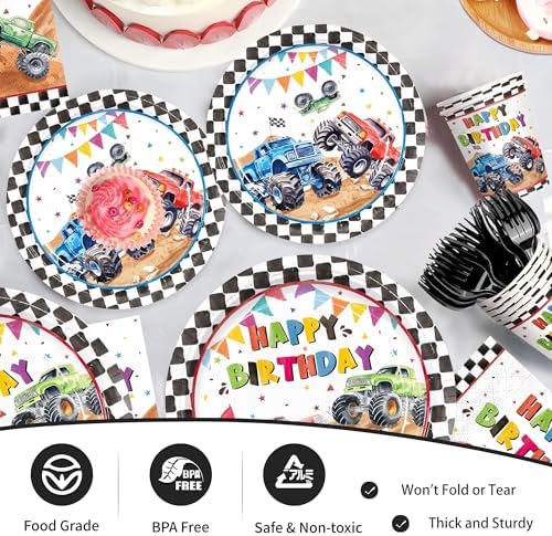 Monster Truck Party Tableware Set 144 Pcs for 24 Guests