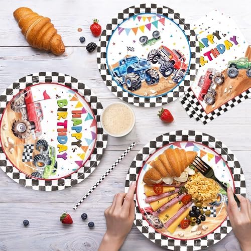 Monster Truck Party Tableware Set 144 Pcs for 24 Guests