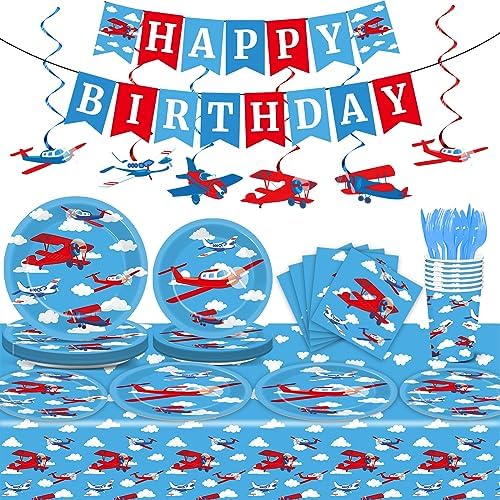 184pc Airplane Themed Birthday Party Supplies Set