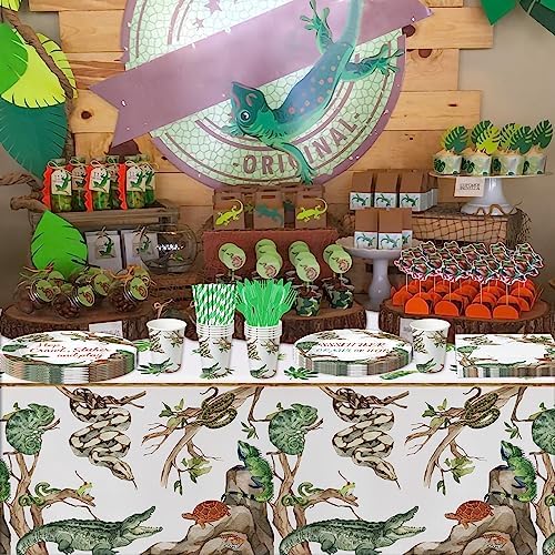 Reptile Birthday Party Plates Set for 24 Guests