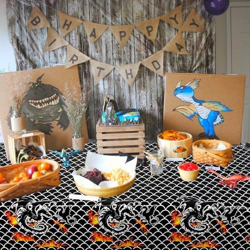 4 Pcs Dragon Party Decorations Table Covers 52x108 Inch