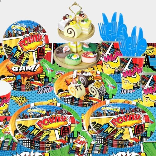 81Pcs Superhero Theme Party Tableware Set for 10