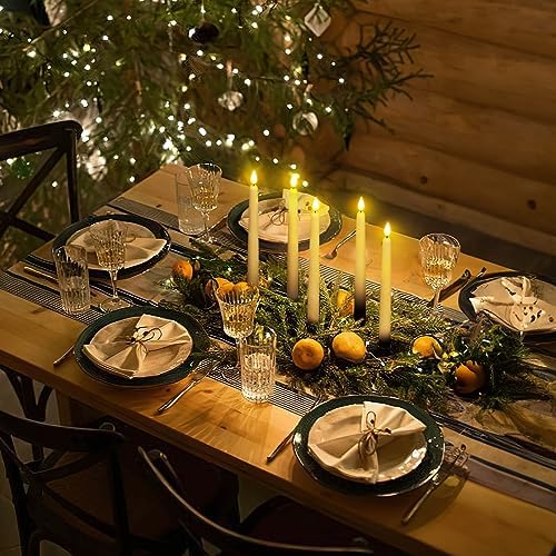 Homemory 24 Pcs Battery Operated Flameless Taper Candles with Remote Timer Dimmer