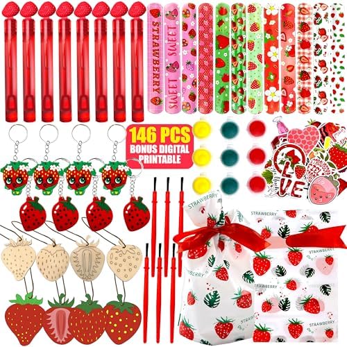 Strawberry Birthday Party Favors Kit 146 PCS