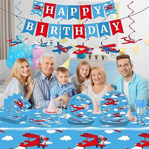 184pc Airplane Themed Birthday Party Supplies Set
