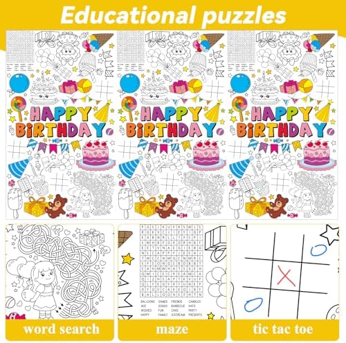 Giant Happy Birthday Coloring Tablecloth for Kids