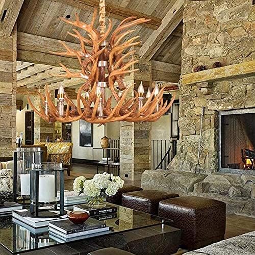 Rustic Resin Antler Chandelier with 9 E14 Lights