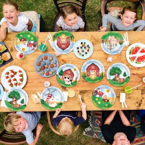 60Pcs Farm Animal Plates 7 Birthday Party Supplies
