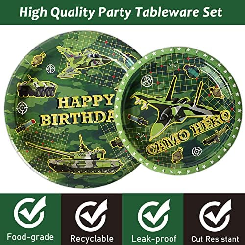96 Pcs Camouflage Birthday Party Set for 24 Guests