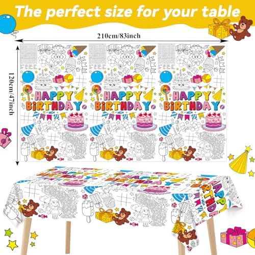 Giant Happy Birthday Coloring Tablecloth for Kids