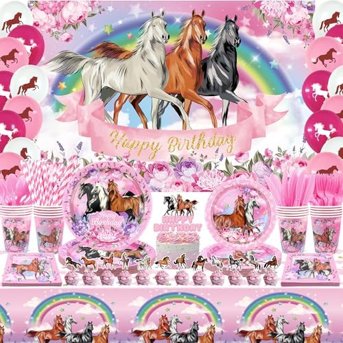 Pink Horse Party Decorations Set 159 Pcs For 20 Guests