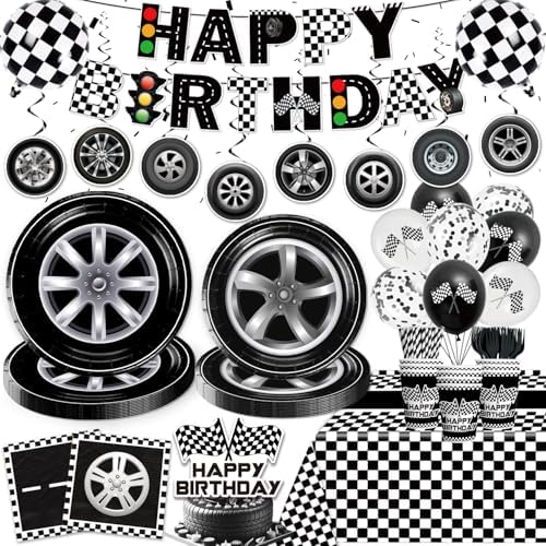 Cocomigo Race Car Party Decorations 187pcs for 25 Guests