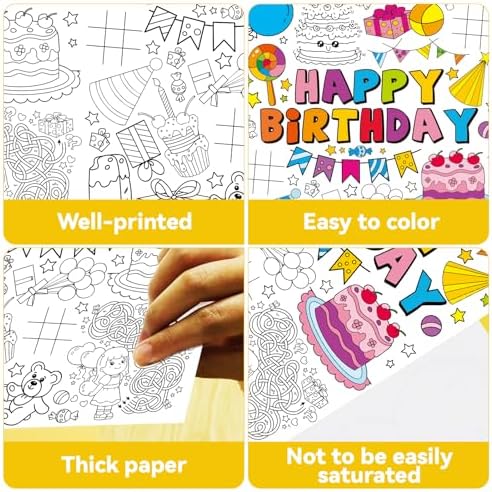 Giant Happy Birthday Coloring Tablecloth for Kids