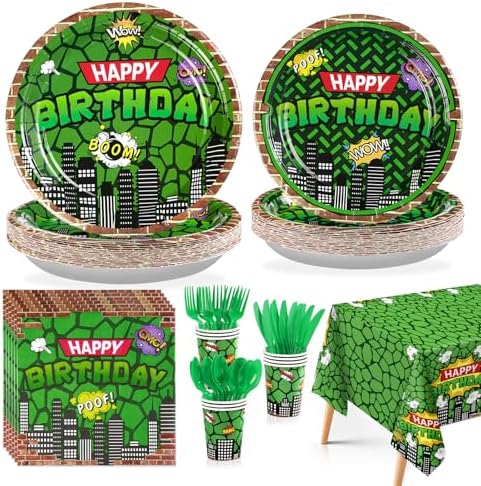 170Pcs Turtle Party Tableware Set for Boys and Teens