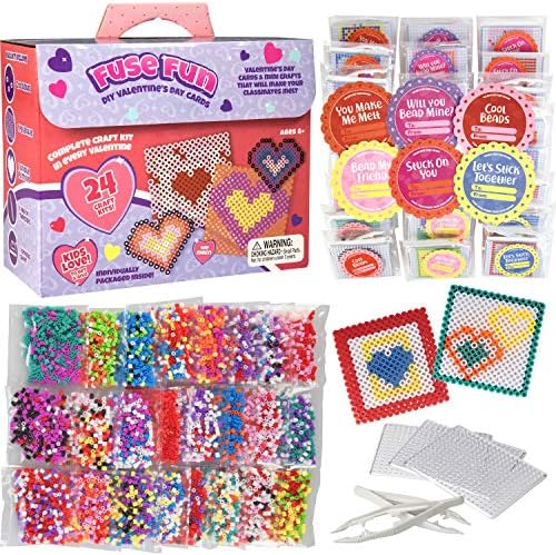 Heart Themed Fuse Bead Kits 24ct - Kids Party Favor Crafts