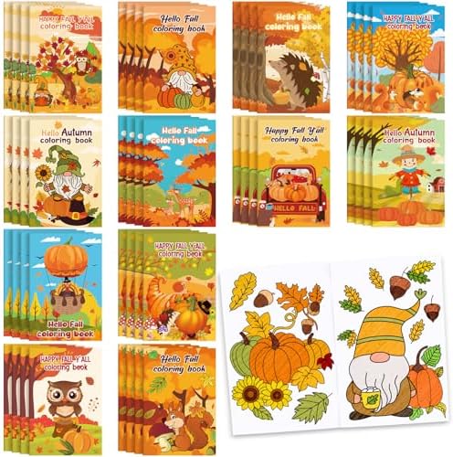 48 Pcs Thanksgiving Mini Coloring Books for Party Favors