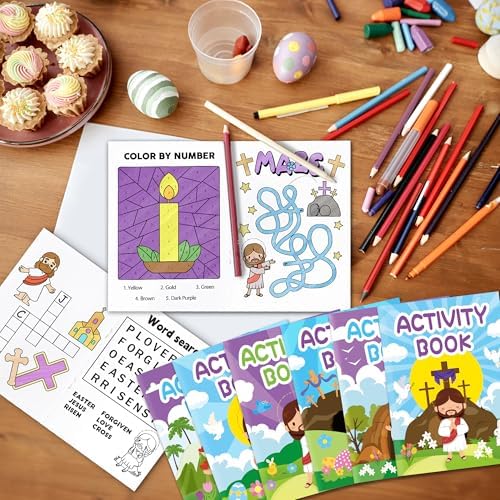 Easter Activity Books for Kids - 24 Pcs Mini Games Coloring Set