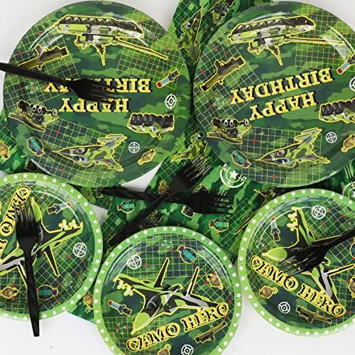 96 Pcs Camouflage Birthday Party Set for 24 Guests