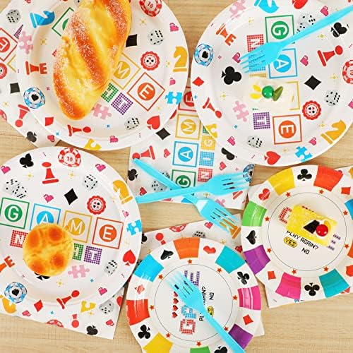 Wiooffen 96 Pcs Game Night Party Supplies Set for 24 Guests