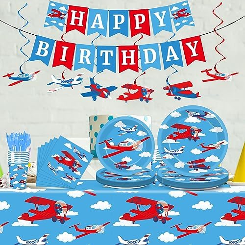 184pc Airplane Themed Birthday Party Supplies Set