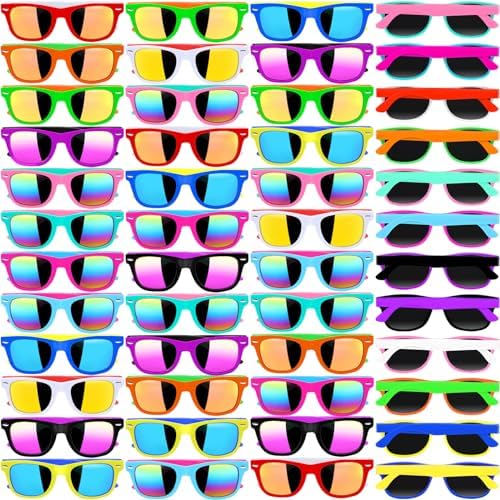 48 Pack Kids Sunglasses Party Favors Neon Bulk for Boys Girls Summer Beach Pool Birthday Supplies