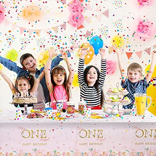 Tatuo 3 Piece 1st Birthday Floral Tablecloth
