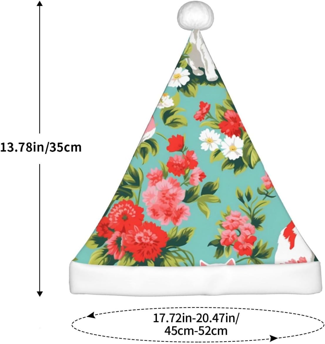 Vintage Cats and Flowers Santa Hat for Kids