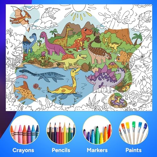 Giant Dinosaur Coloring Poster for Kids
