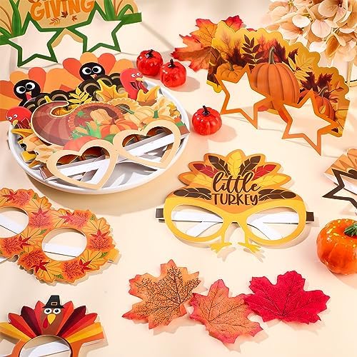 Hiboom 24 Pcs Thanksgiving Paper Glasses Party Props