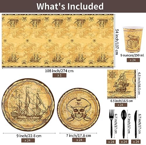 Durony 169-Piece Pirate Tableware Set for Birthday Parties