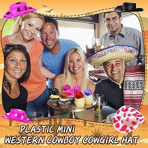 36PCS Plastic Mini Western Cowboy Cowgirl Hats for Party Accessories and Doll Dress Up