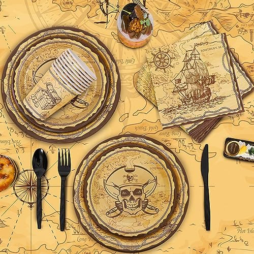 Durony 169-Piece Pirate Tableware Set for Birthday Parties