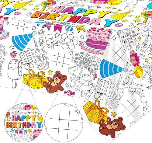 Giant Happy Birthday Coloring Tablecloth for Kids