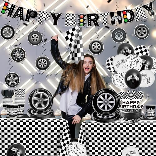 Cocomigo Race Car Party Decorations 187pcs for 25 Guests